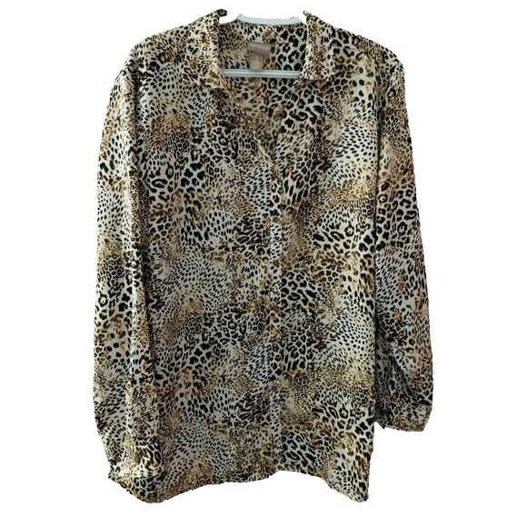 Chico's Tops - Chicos Women’s Leopard Print Button Down Shirt Tunic Animal Print Size 3(XL)
